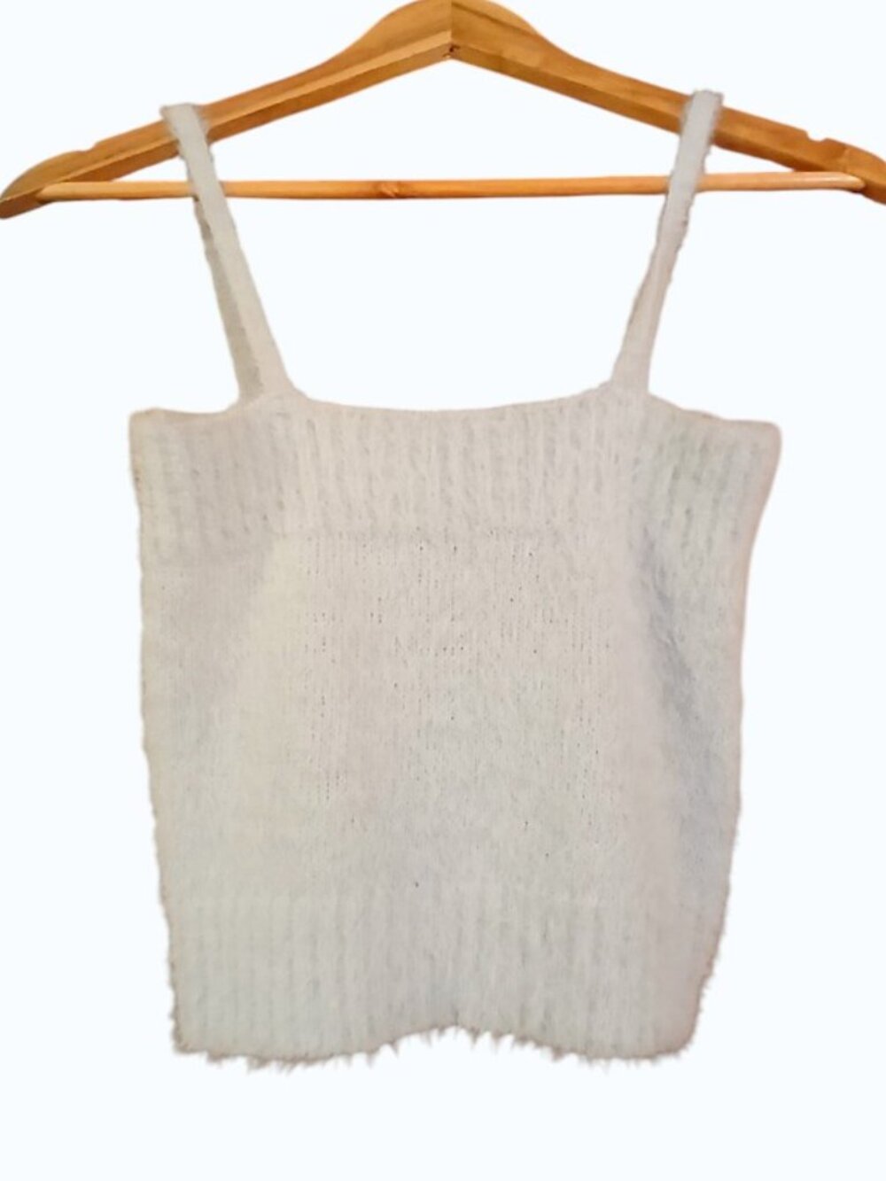 SWEET & SINFUL Pale Blue Crop Faux Fur/Mohair Camisole